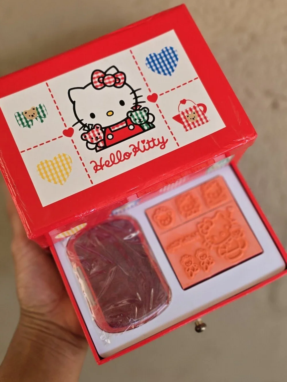 1990's NEW vintage SANRIO Hello Kitty double-tiered stamps, stickers, paper